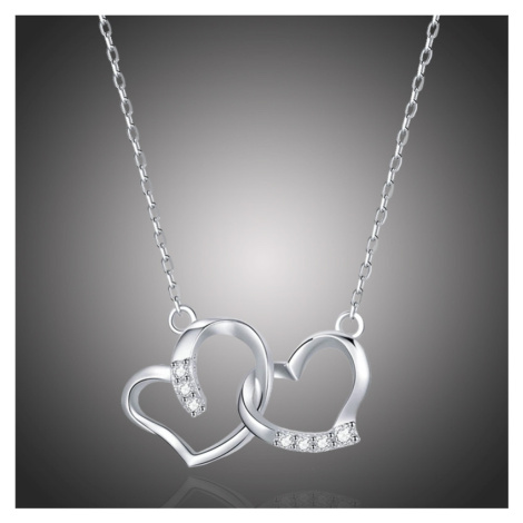 GRACE Silver Jewellery Stříbrný náhrdelník se zirkony Proplétané srdce - stříbro 925/1000 NH-SCN