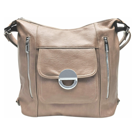 Velký hnědošedý kabelko-batoh 2v1 s kapsami Tapple
