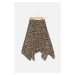 Trendyol Brown Petite Leopard Patterned Ribbed Knitted Handkerchief Skirt