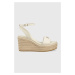 Sandály Calvin Klein WEDGE 50HH W/HW - JQ dámské, béžová barva, na klínku, HW0HW01490