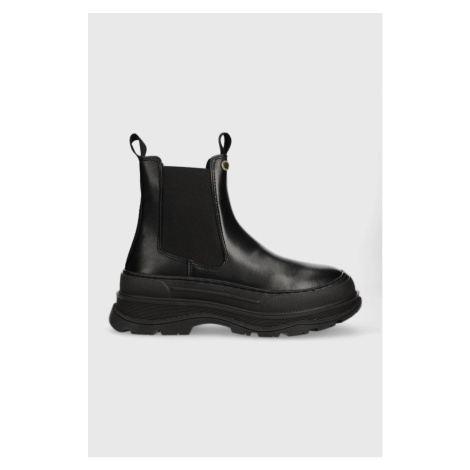 Kožené kotníkové boty Barbour B.Intl Strada dámské, černá barva, na platformě, LFO0642BK11