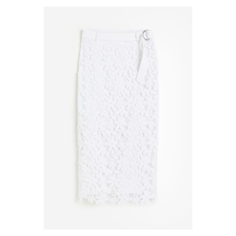 H & M - Pouzdrová sukně z krajky - bílá H&M