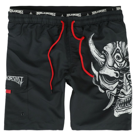 Black Blood by Gothicana Swim Shorts With Devil Skull Print Pánské plavky černá