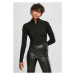 Ladies Cropped Rib Knit Zip Cardigan - black