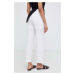 Kalhoty s lněnou směsí Answear Lab bílá barva, jednoduché, high waist