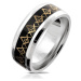 Ocelový prsten - symbol svobodných zednářů ve zlaté barvě, průsvitná glazura, 8 mm