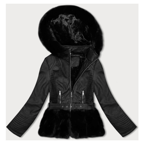 Černá dámská bunda ramoneska s kapucí J Style (11Z8077) J.STYLE