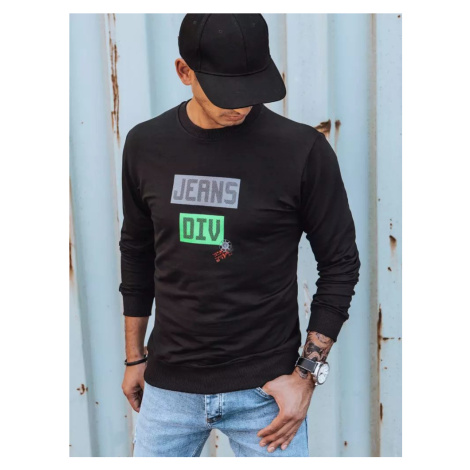 Buďchlap Černá mikina bez kapuce s originálním potiskem