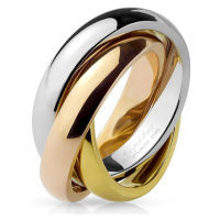 Trojitý prsten z oceli - tříbarevná kombinace