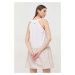 Bavlněné šaty Armani Exchange béžová barva, mini