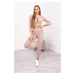 Žebrovaný crop top set tmavě béžový