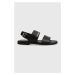 Kožené sandály Karl Lagerfeld KASTOR II pánské, černá barva, KL70206