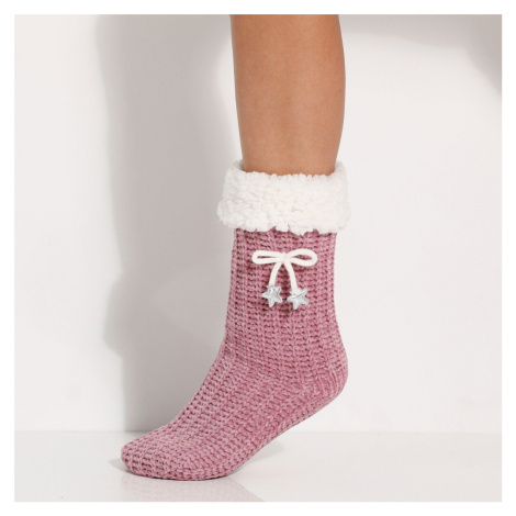 Bačkorové ponožky ze žinylkového úpletu, s mašličkou a hvězdičkami Blancheporte