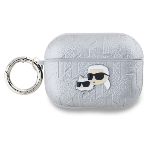 PU Embossed Karl and Choupette Heads Pouzdro pro AirPods Pro 2 Silver Karl Lagerfeld