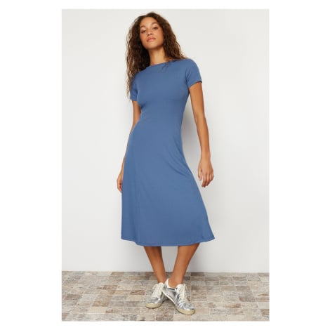 Trendyol Blue Flat Skirt Flounce Midi Flexible