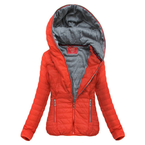Oranžová dámská bunda s kapucí (DL011)