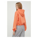 Mikina Calvin Klein Jeans dámská, oranžová barva, s kapucí, s potiskem