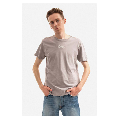 Bavlněné tričko Alpha Industries šedá barva, 118529.643-grey