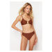 Trendyol Brown High Waist Regular Bikini Bottom