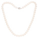 Perlový náhrdelník Mutiara 8 AAA bílý - Bílá / Rhodiované stříbro (925) / 45 cm