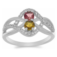 Prsten stříbrný s broušenými vícebarevnými turmalíny Ag 925 013424 MT - 62 mm , 3,4 g