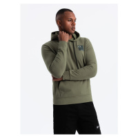 Ombre Men's kangaroo hoodie with logo - olive