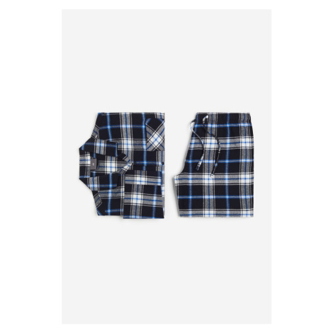 H & M - Flanelové pyžamo Regular Fit - modrá H&M