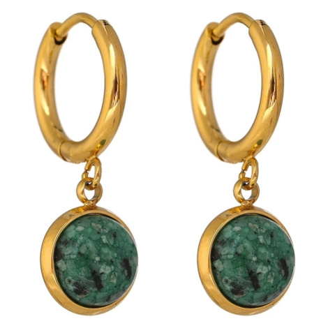 GRACE Jewellery Ocelové náušnice se zeleným kamenem Thália, chirurgická ocel E-1905A Zelená GRACE Silver Jewellery