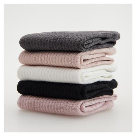 Reserved - Sada 5 párů ponožek s vysokým podílem bavlny - Krémová