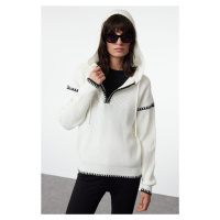 Trendyol Ecru Soft Texture Zippered Knitwear Sweater