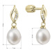 Pozlacené stříbrné náušnice visací s říční perlou a zirkony bílá 21104.1B Au plating