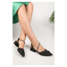 Shoeberry Women's Tue Black Satin Stitched Heels Shoes