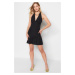 Trendyol Black Body-fitting Woven Decollete Mini Woven Dress