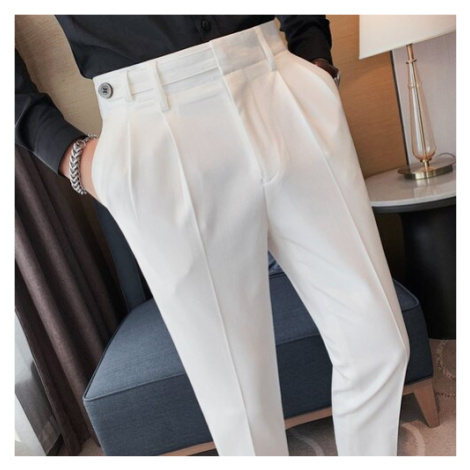 Pánské kalhoty s páskem slim vysoký pas JFC FASHION