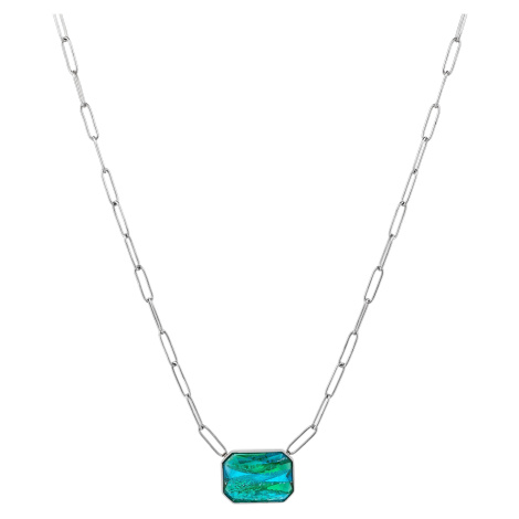Preciosa Ocelový náhrdelník s ručně mačkaným kamenem českého křišťálu Preciosa Ocean Emerald 744