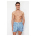 Trendyol Gray Standard Size Geometric Printed Swim Shorts