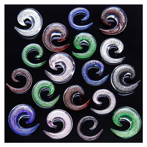 Expander do ucha - barevná skleněná spirála, gumičky - Tloušťka piercingu: 9,5 mm, Barva: Zelená Šperky eshop