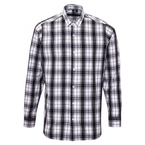 Premier Workwear Kostkovaná pánská košile Ginmill s dlouhým rukávem 100 % bavlna