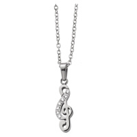 CRYSTalp Slušivý ocelový náhrdelník Houslový klíč s krystaly 32190.E