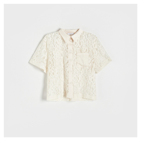 Reserved - Krajková košile s vysokým podílem organické bavlny - Krémová