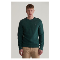 SVETR GANT COTTON TEXTURED C-NECK TARTAN GREEN