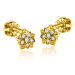 GEMMAX Jewelry Zlaté dětské náušnice kytičky na šroubek Cutie C2210 White GLEYB-30271