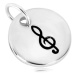 Přívěsek ze stříbra 925 - zrcadlově lesklý kruh s houslovým klíčem