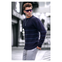 Madmext Navy Blue Crew Neck Knitted Sweater 6837