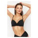 Trendyol Black Balconette Gathered Push Up Bikini Top