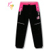 Dívčí softshellové kalhoty, zateplené KUGO HK5612, černá / růžový pas Barva: Černá