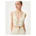 Koton Crop Vest Embroidered Tassel Tie Detailed V-Neck