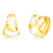 Zlaté náušnice 585 - rozšířený matný oblouk, šikmé pásy žlutého a bílého zlata