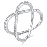 MOISS Minimalistický dvojitý prsten ze stříbra se zirkony R00021