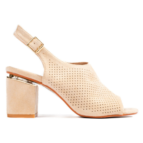 Vinceza Designové sandály hnědé dámské na širokém podpatku ruznobarevne